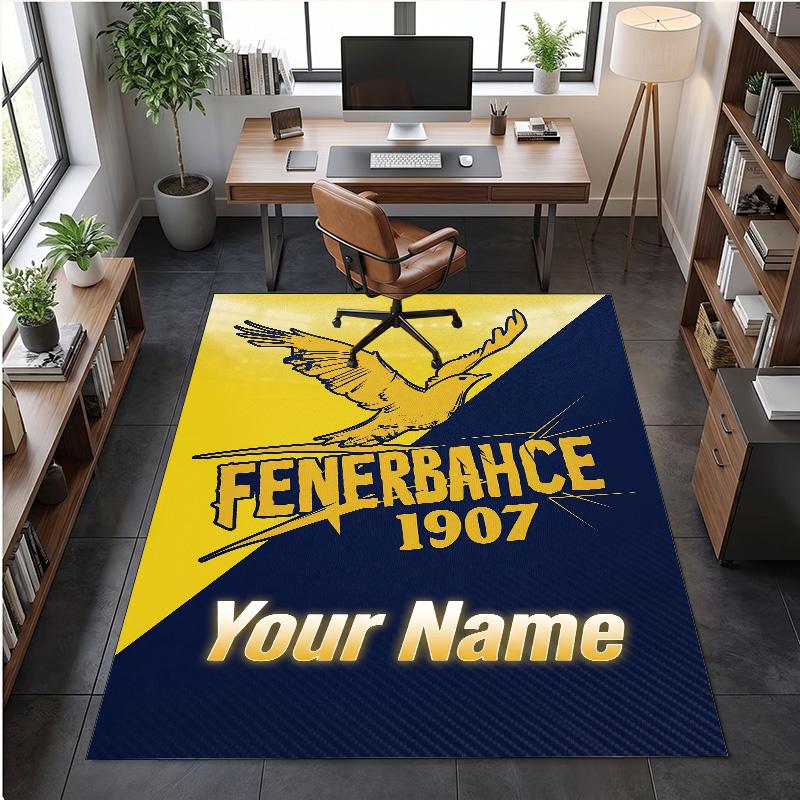 Crystal Velvet Rug Fenerbahçe FC Print Custom Name Text Floor Mat Home Decor
