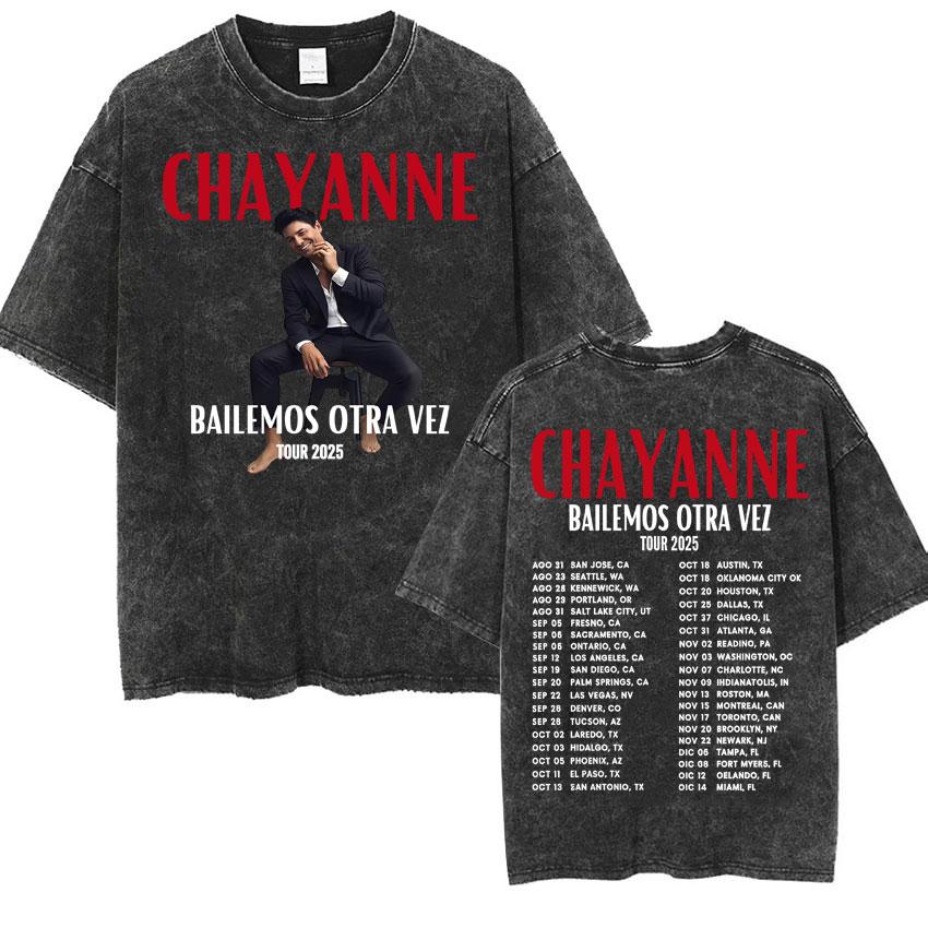 Rapper Chayanne Bailamos Otra Vez Album Tour 2025 Double Sided T-shirts Women Men s Vintage Washed Short Sleeve Hot Sale T Shirt S