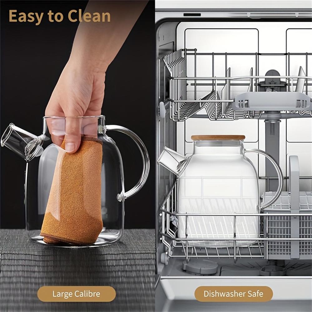 1L/1.8L Large Capacity Glass Teapot High Temperature Resistant Kettle for Steamed Juice Fruit & Iced Tea Home Kitchen Access