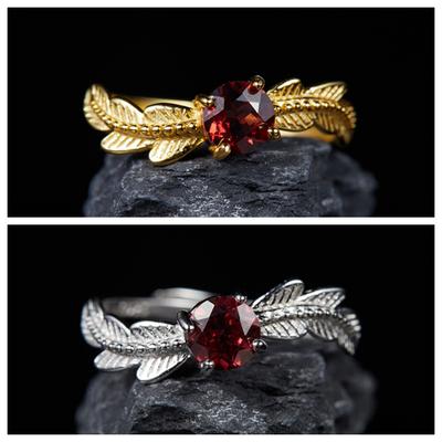 Caibao S925 Sterling Silver Natural Garnet Gemstone Ring Women'S Non-Fading Ring Niche High-End Sense
