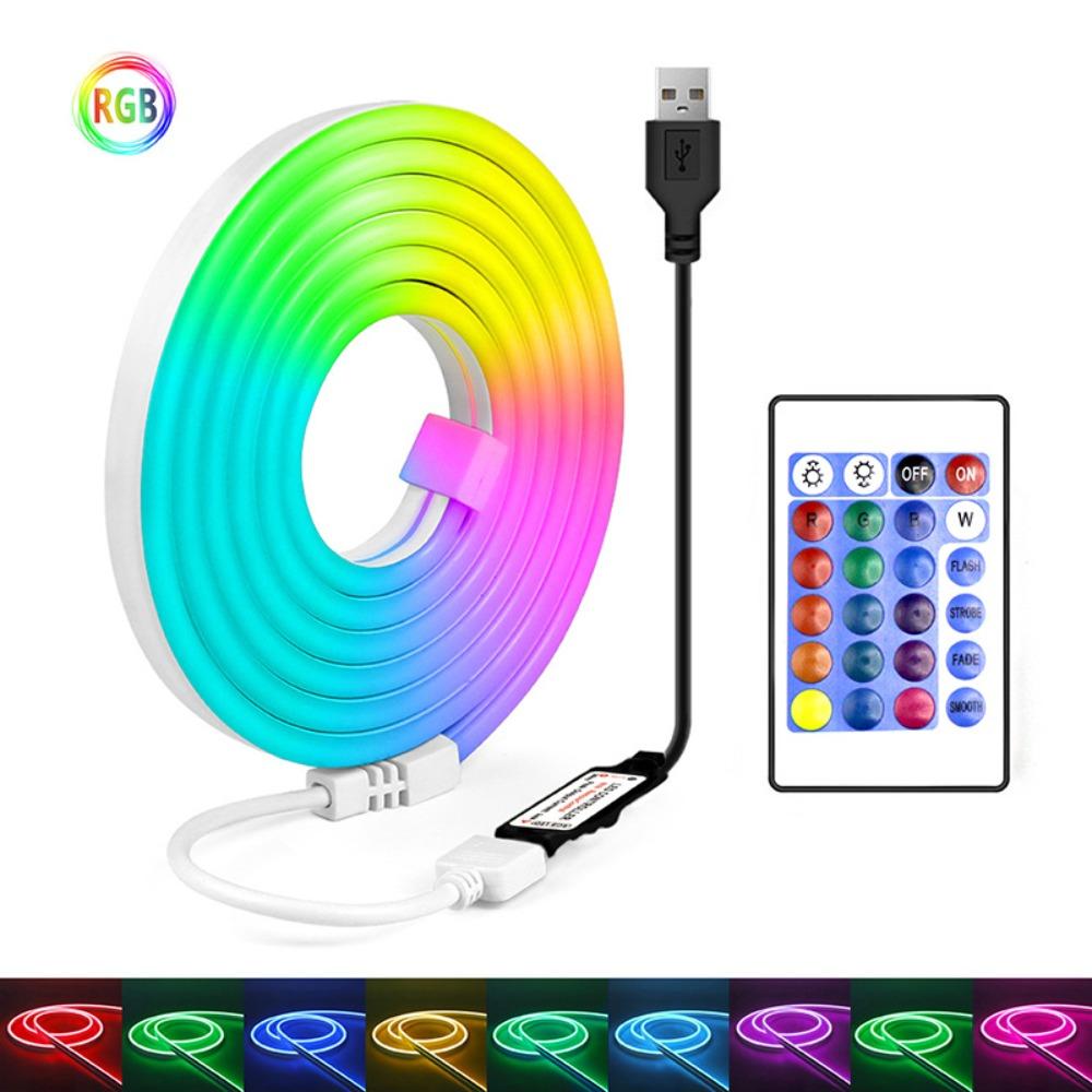 Smart Lights RGB Neon Strip Waterproof 5V Power Flexible LED Strip App Control Remote Control Neon Strip Lights Party Decor