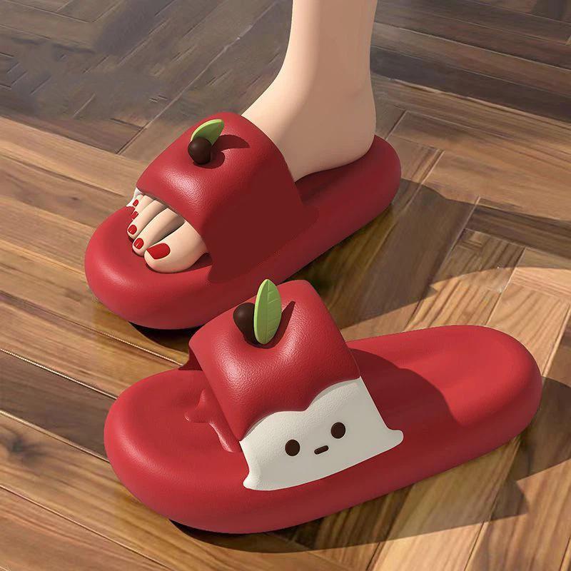 

Summer Cute Creative Apple Slippers For Women Non Slip Comfortable Couple Indoor Home Flip Flops Stylish House Slippers 44-45