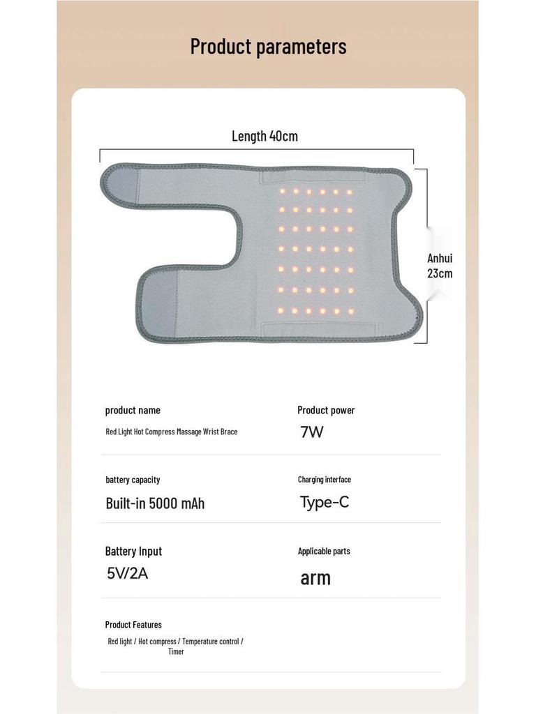 Arm Heat Pack with Red Light Therapy - Quick Heating, Lightweight, and Comfortable Protection Belt