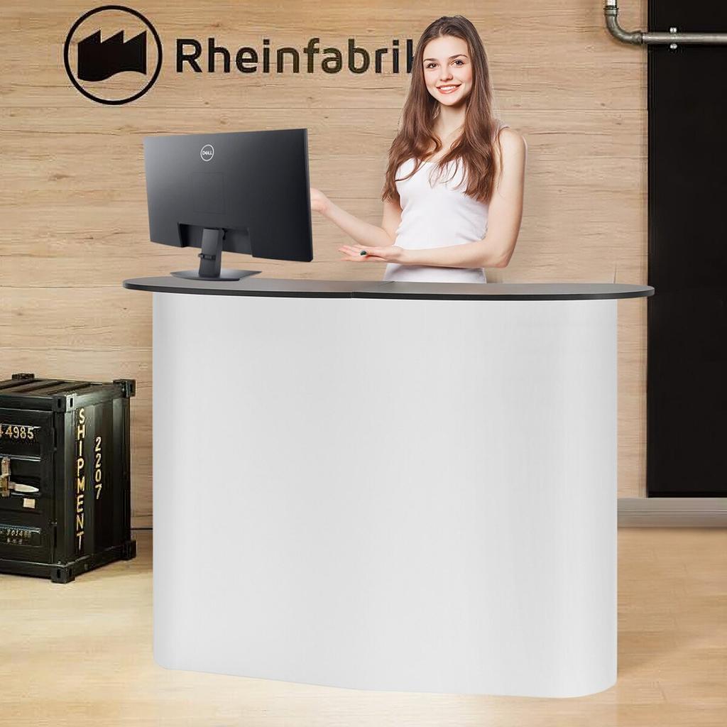Portable Tradeshow Podium Table, 51.18" X 18.31" X 37.4", Display Exhibition Counter Stand Booth Fair with Wall, Foldable Promotion Retail Bar Table