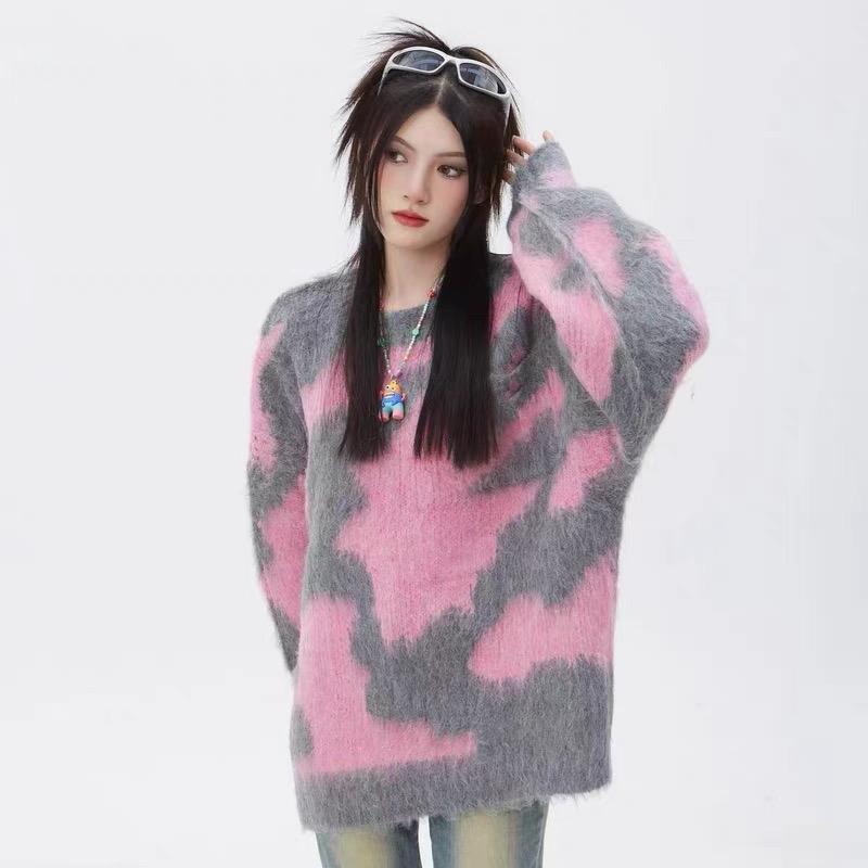 Fashion Loose Pullover Knitted Sweater Women Autumn Outfit Long Sleeve Retro Chic Woman Knitwears Tops Elegant Round Neck Soft Warm Sweaters 24950