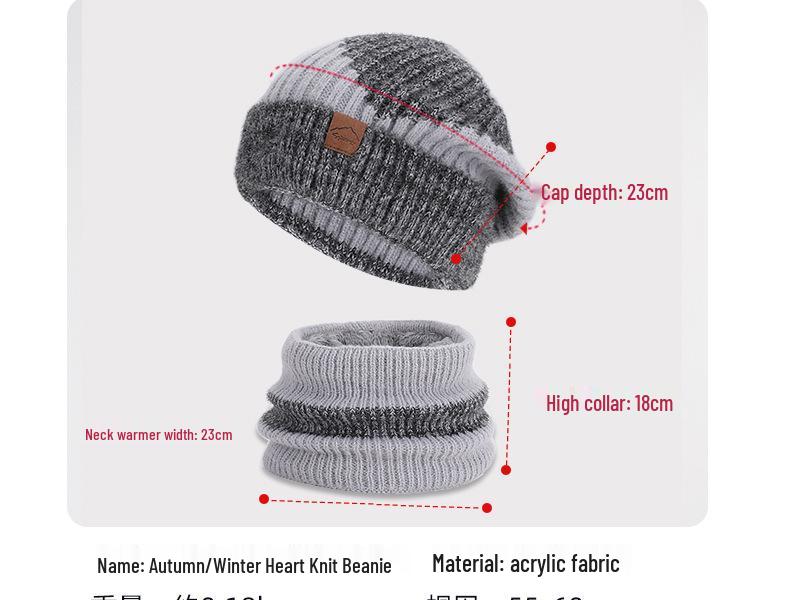 North American Women's Winter Two-Piece Set: Two-Color Knit Hat & Velvet Scarf, Warm Ear Protection