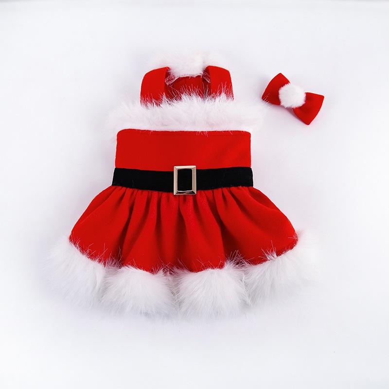 New Year Cross-border Christmas Pet Clothes - Classic Winter Old Man Style Dog Outfit with Dress & Headwear