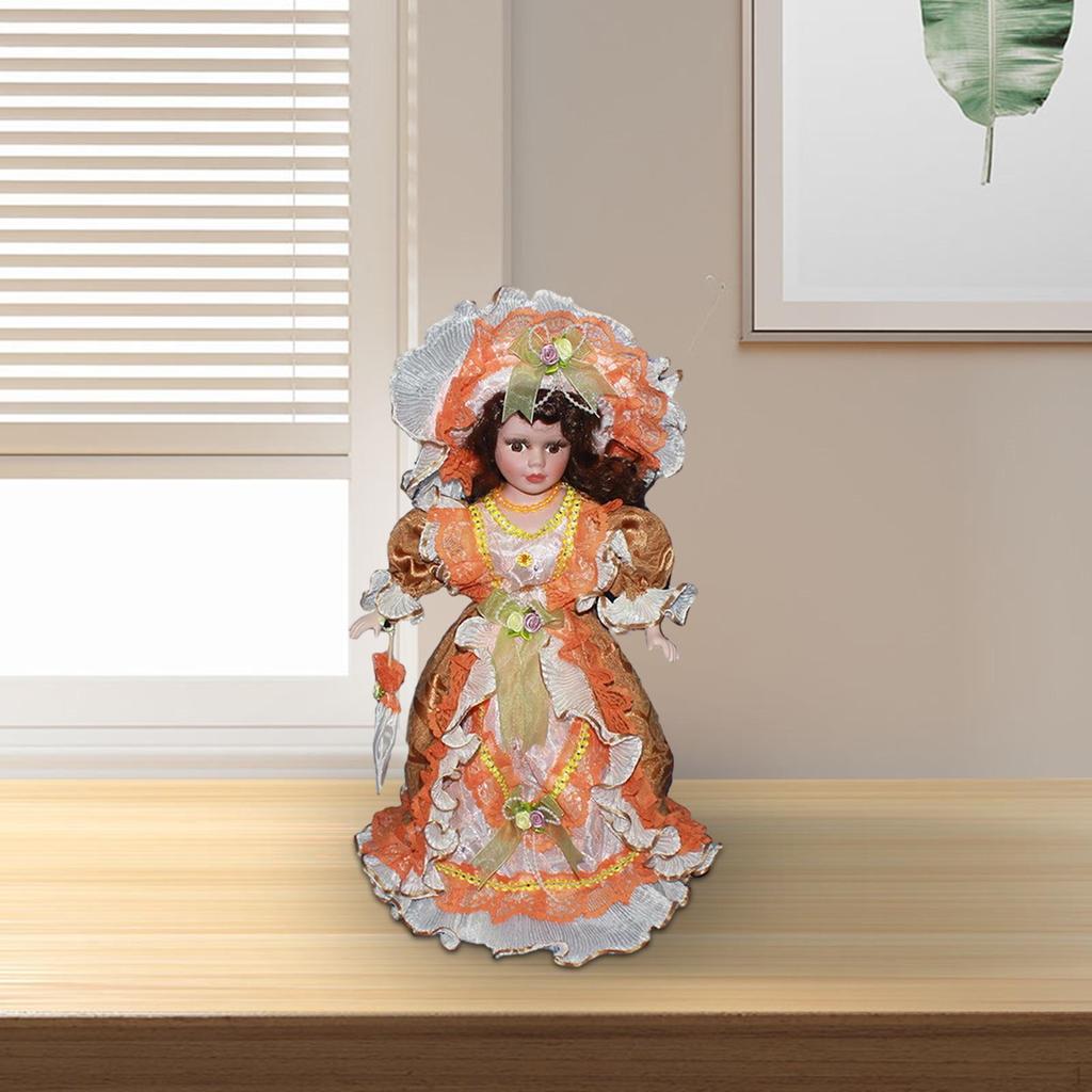 40cm Porcelain Miniature People,Elegant Dollhouse Collectible,Lady In Dress,Ceramic Doll,Model for