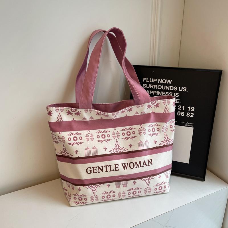 Fashion Printed Shoulder Bag Women's 2025 New Large-capacity Bucket Bag Niche Retro Large-capacity Portable Tote Bag