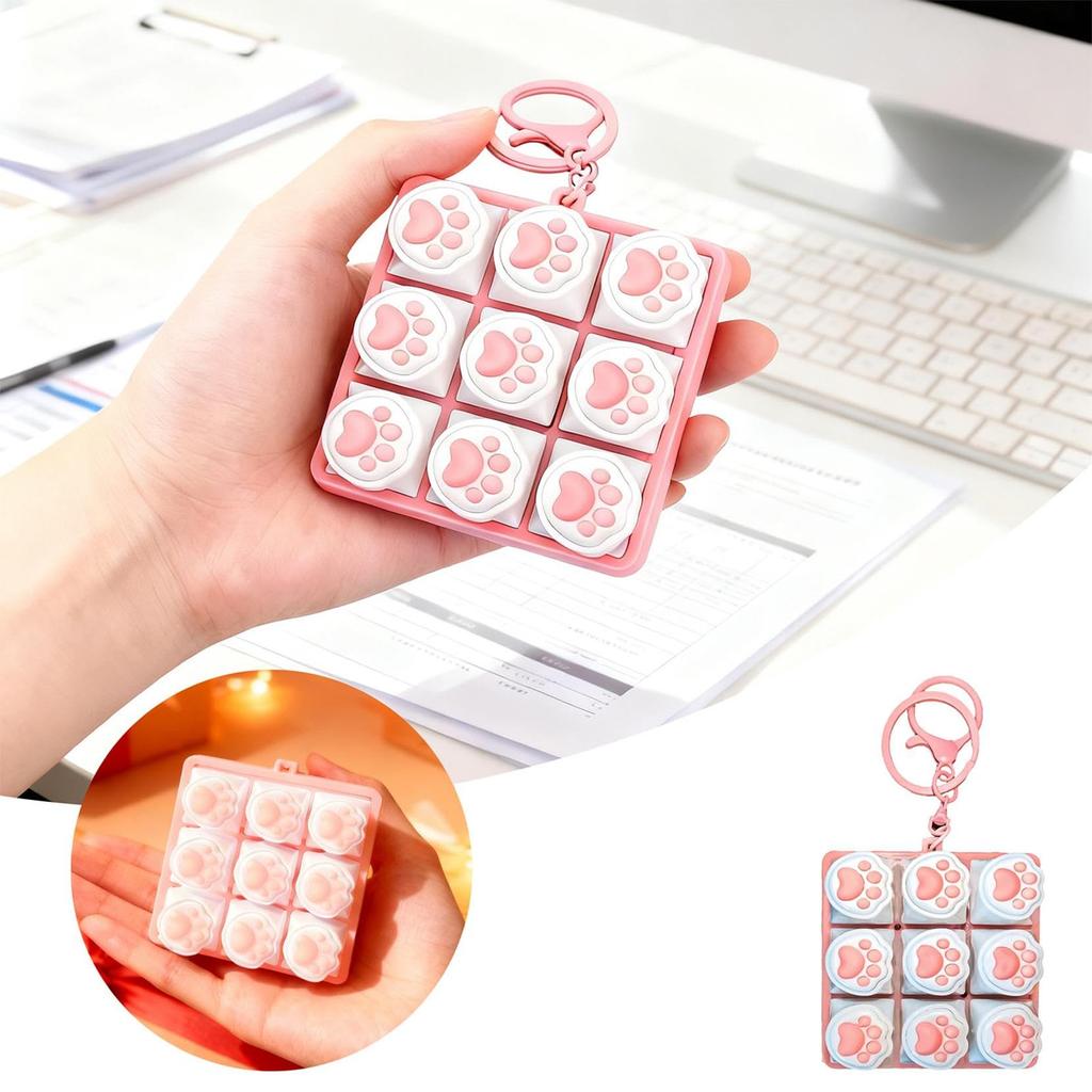 Cat Paw 9-in-1 Sound Fidget Keyboard Clicker W/ Keychain Portable Keyboard Clicker Fidget for Adults and Kids