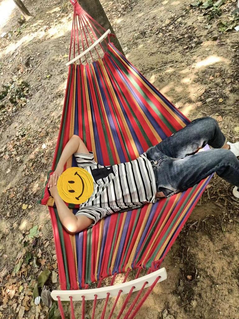 Double Canvas Hammock: Breathable, Anti-Rollover Swing for Camping or Home Relaxation