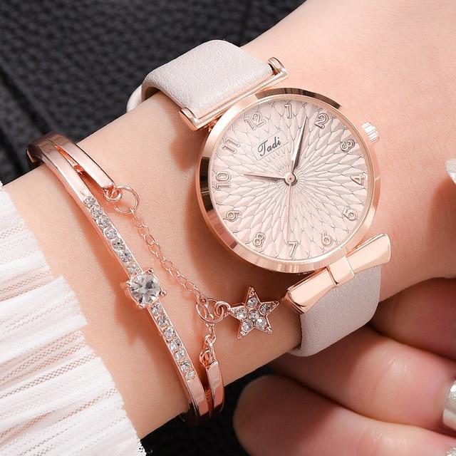 Luxury Women's Bracelet Quartz Watch Women's Magnetic Watch Women's Pink Dial Watch Clock
