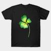 Men Black Print T-shirt Four Leaf Clover No-Cut Transfer Paper Print Cotton Tshirt