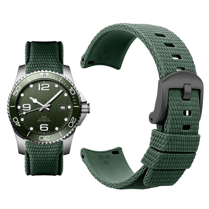 Curved arc-shaped fluororubber Watch strap for original OMEGA X Swatch X Blancpain Scuba Fifty Fathoms MoonSwatch FKM watchband