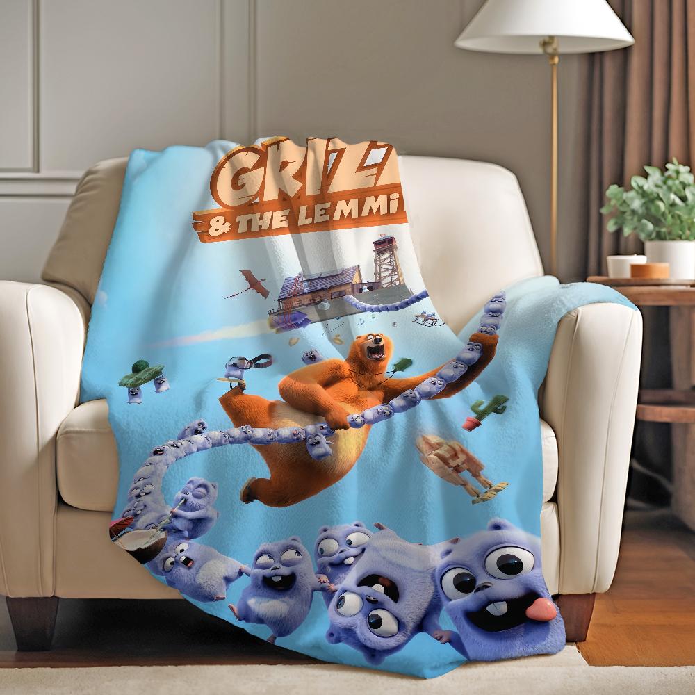 Funny G-Grizzy and The Lemmings Blanket Warm Soft Suitable For Bedroom Sofa Bed Living Room Office Travel Camping Gifts