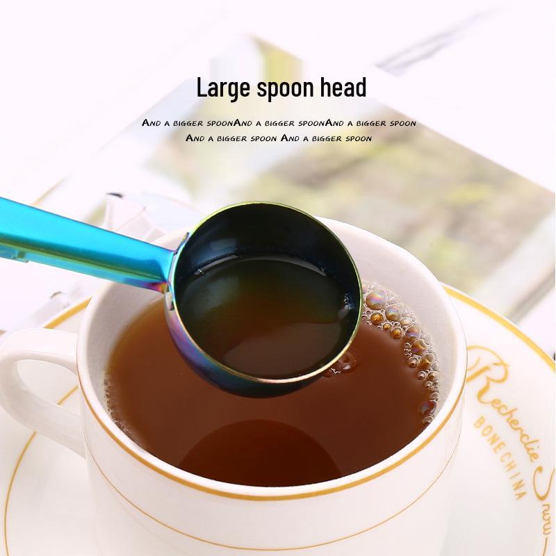 304 Stainless Steel Measuring Spoon with Sealing Clip - Titanium Plated, Multi-functional for Coffee and Milk Powder