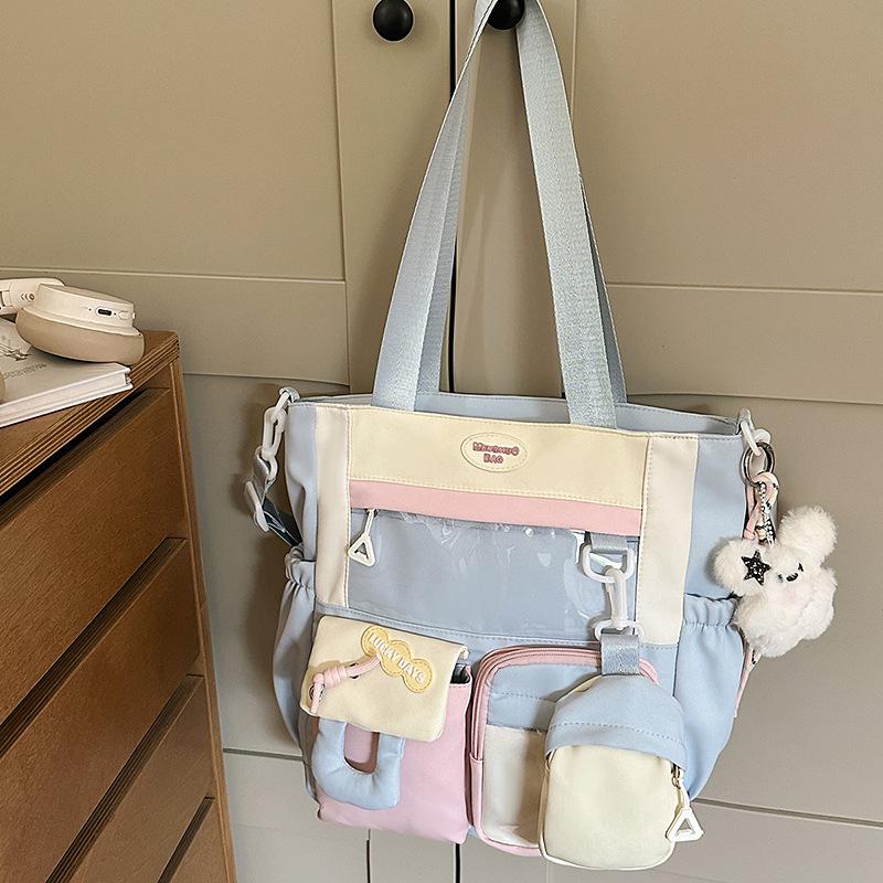 New Japanese ins fresh and sweet contrasting colors splicing bar pain bag girl junior high school students large-capacity backpack