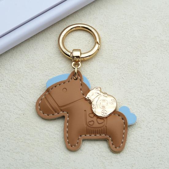 Horse Keychain Imitation Leather Cartoon Design Year of Horse Key Chain Bags Phones Cars Versatile Accessories