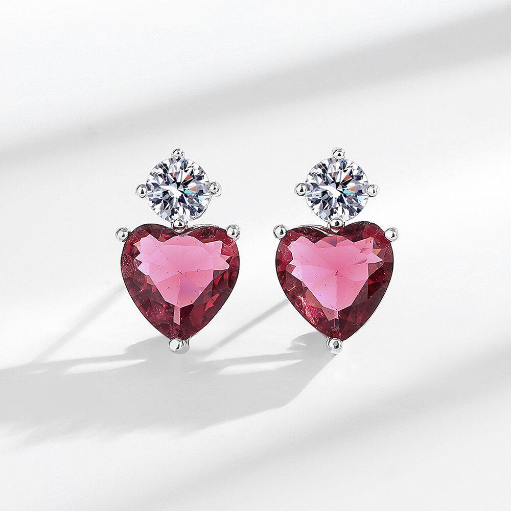 European and American Style Luxury Zircon Heart Earrings and Necklace Jewelry Set for Women