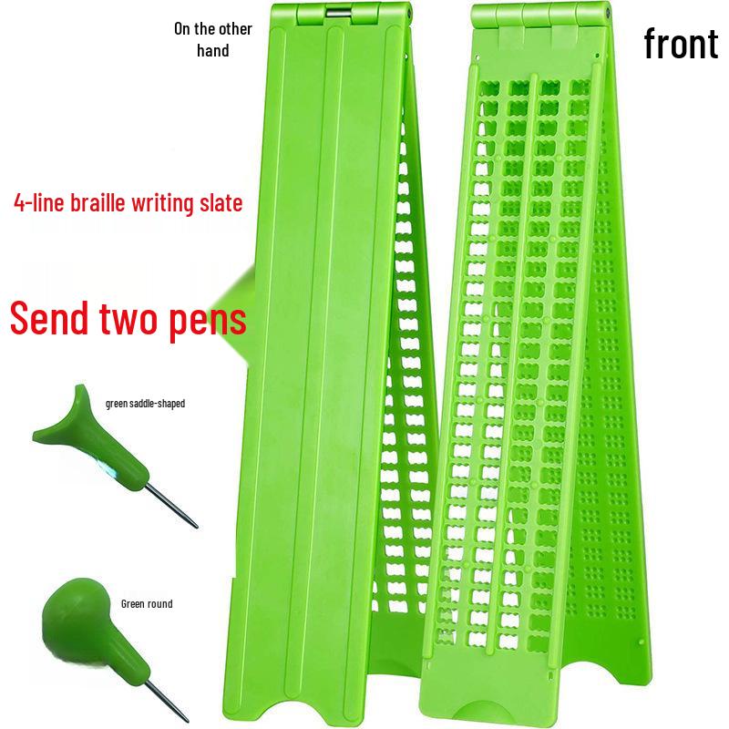 

Braille Writing Slate with 4 Lines and 28 Cells for Blind Learners, Includes 2 Pens