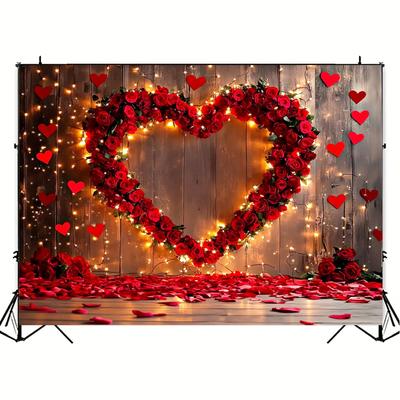 1 Piece of Red Rose Heart-shaped Background Cloth - Romantic Valentine's Day, Wedding, Bridal, Mother's Day Decoration