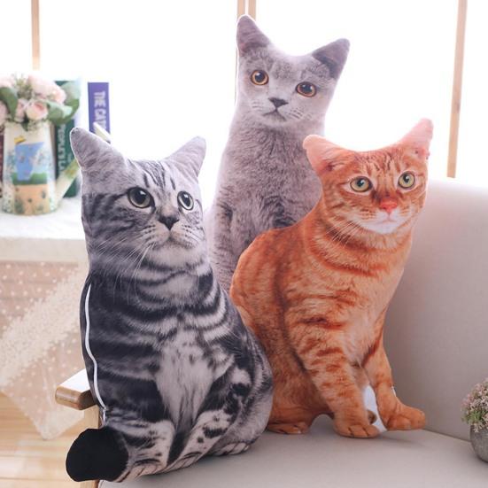 50cm Cute Simulation Three-dimension Cat Pillow Tiger Pattern Plush Doll Toy
