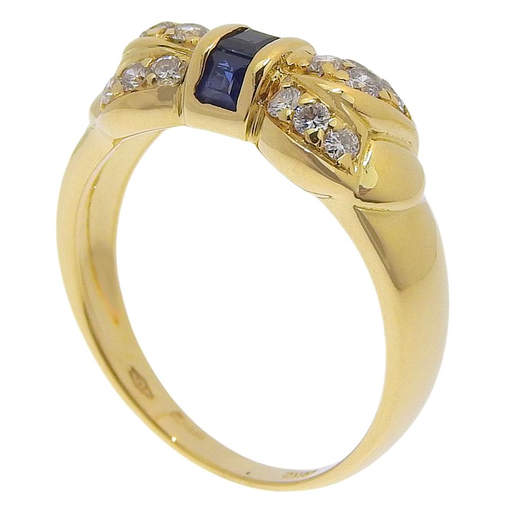Ring K18 yellow gold/sapphire/diamond #5.1(US Size) 3.5g Women Used
