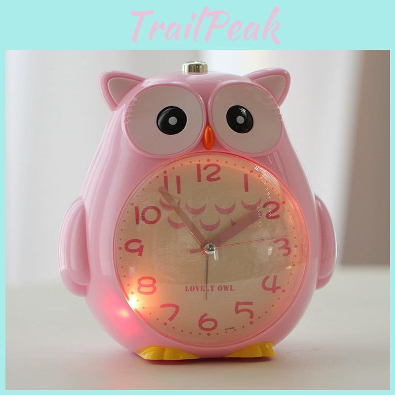 Cartoon Alarm Owl Clock With Talking Night Light Silent Function Decoration
