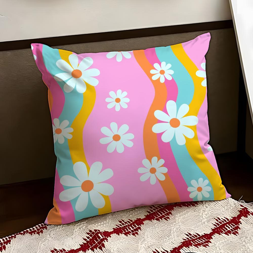 Colorful Daisies Cushion Cover Reversible Soft Durable Pillow Cover Home  Car MultiScene Use for Daily Comfort