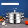 Stainless Steel Double-Layer 28cm Steamer Pot with Handles - Large Capacity for Soups & Hot Pots