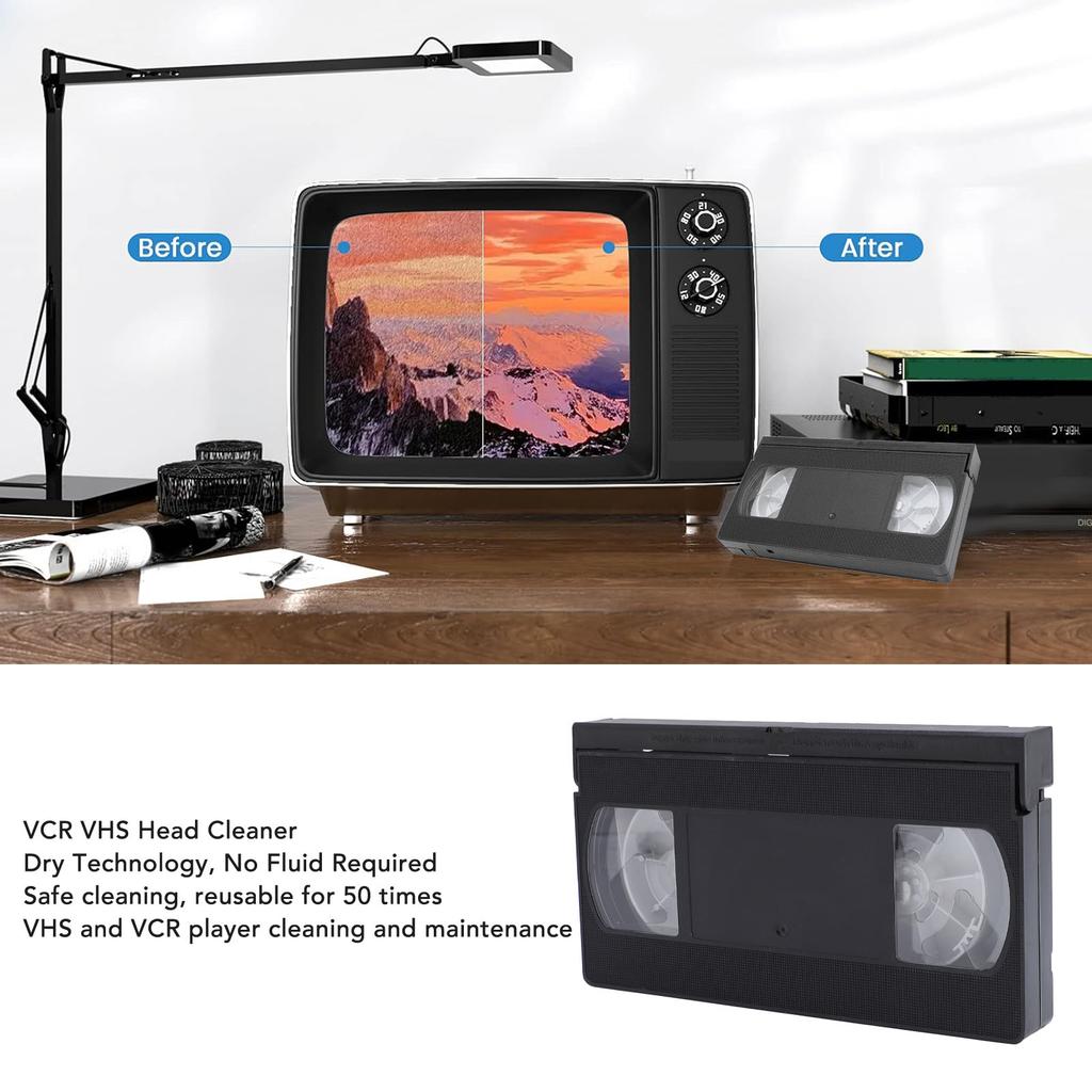 Videorecorder VHS Player Reiniger Videorecorder VHS Kopf Reiniger Wiederverwendbares Videoplayer Kopf Reinigungswerkzeug Trockentechnologie Keine Flüssigkeit erforderlich