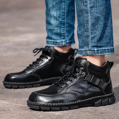 New 2025 Autumn Leather Men Boots Design Sneakers Man Breathable Casual Leather Shoes Men Ankle Boots Outdoor Boats Size 48