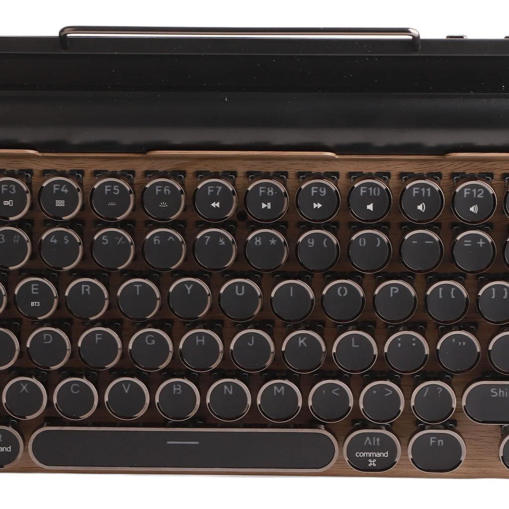 Vintage Blue Switch Mechanical Keyboard 83 Keys Wireless Bluetooth Retro Typewriter Style with Metal Round Keycaps