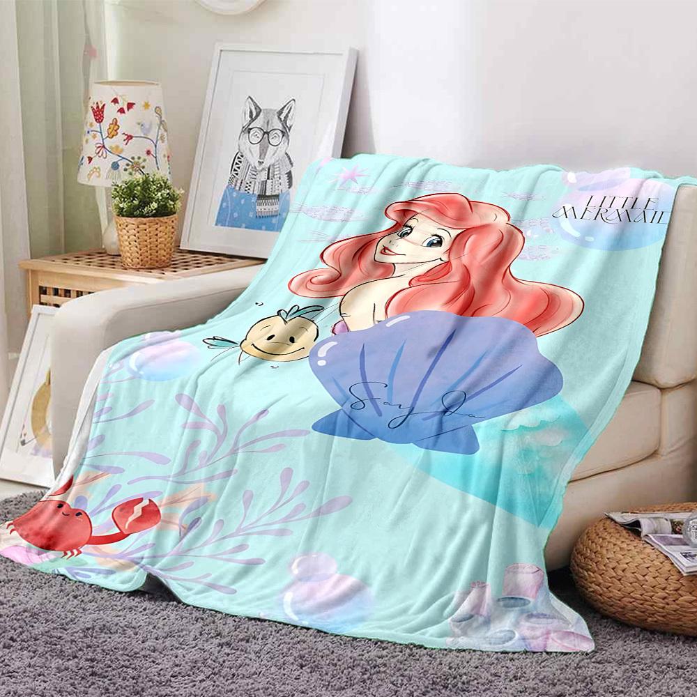 1pc Little Mermaid Name blanket Lightweight Flannel Throw for Sofa Bed Travel Camping Livingroom Office Couch Chair