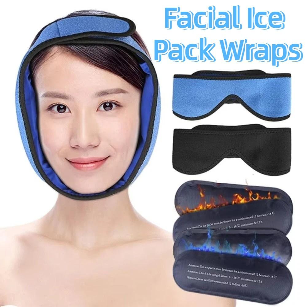 Elastic Facial Ice Pack Wraps Relieve Swelling 4 Ice Packs with Adjustable Wrap  Tooth Extraction