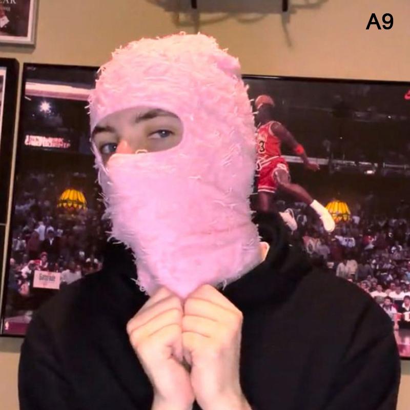 Hip Hop Sturmhaube Distressed Strickmützen Ganzgesichts-Skimaske Damen Outdoor Camouflage Fuzzy Ski-Sturmhaube Mützen Hut