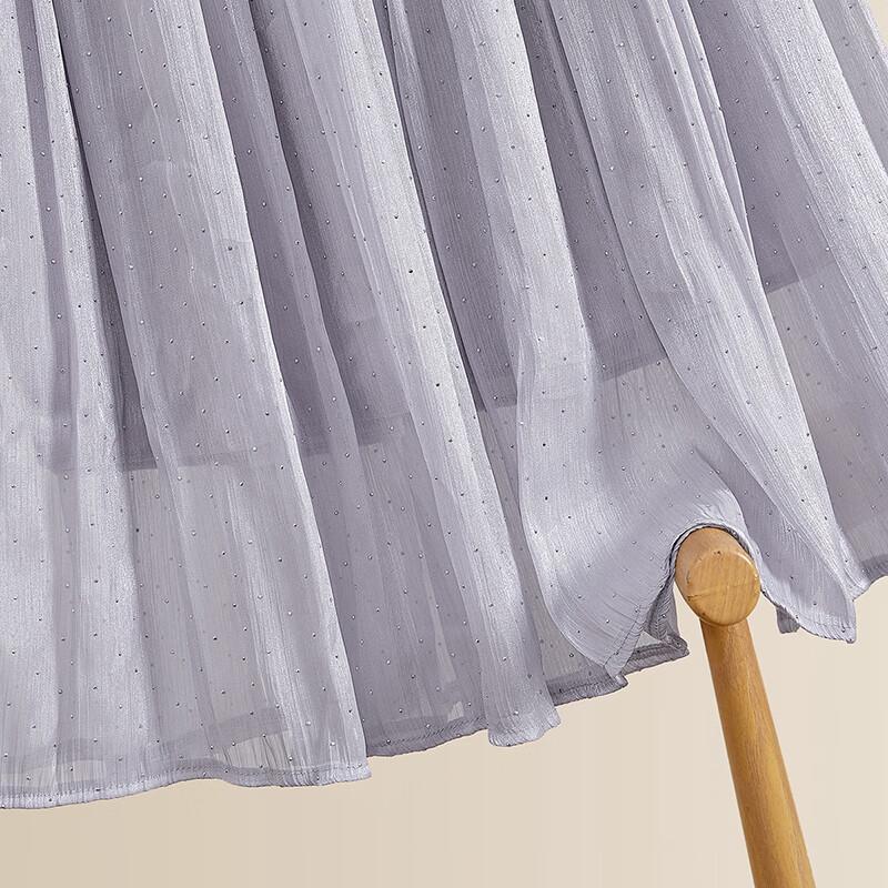 Shechi Gentle Hot Drill Elastic Waist A-line Midi Skirt