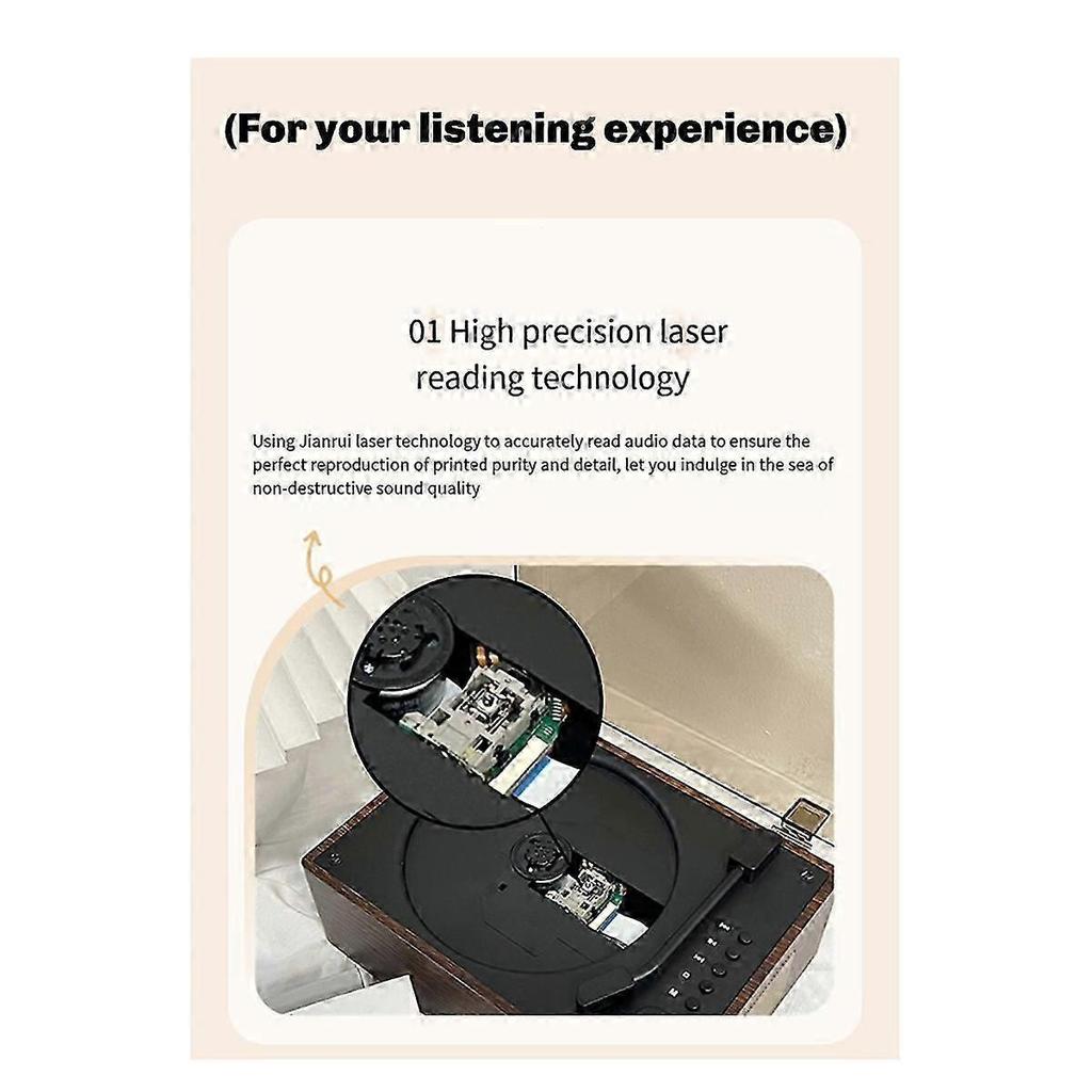 Lettore CD Retrò Ricaricabile Supporto CD BT USB 3,5 mm AUX Lettore CD Portatile Compatibile Bluetooth 5.