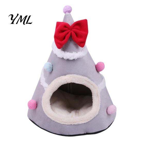 Warm Sleeping Bed for Cats Christmas Tree Cat Bed, Plush Cave with Removable Cushion, Non-slip Cute Pet Bottom, Cozy House Indoor Kittens Winter