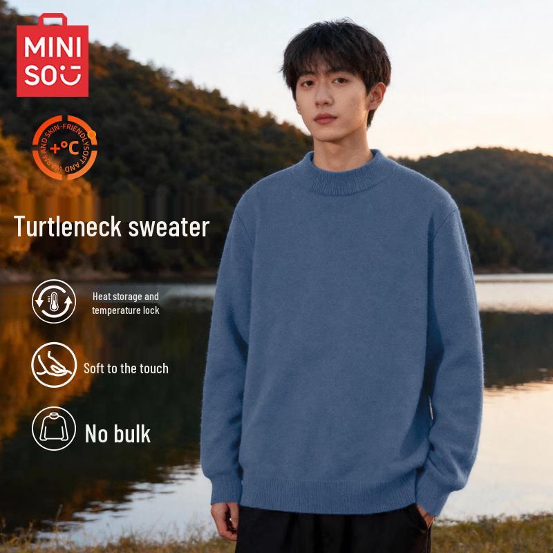 

MINISO Men s Fleece-Lined Half-Turtleneck Sweater 3XL