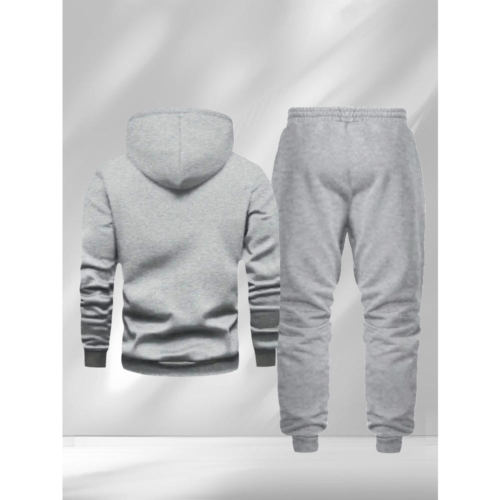 Saturn Planet Printed Hoodie Sportswear Drawstring Hoodie Pants Set Casual Street Style Fashionable Men's Essential