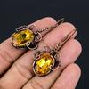 Citrine Earrings, 999 Copper Wire Wrapped Gemstone Jewelry, Handmade Earrings, For Thanksgiving
