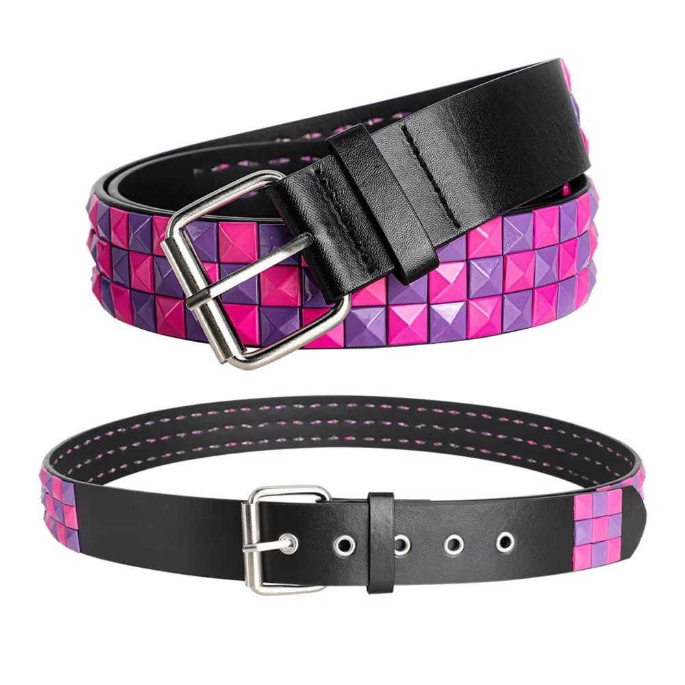 

Rock Style Heavy Metal Belt Polychrome Jeans Belt Y2k Punk Rivet Belt Unisex