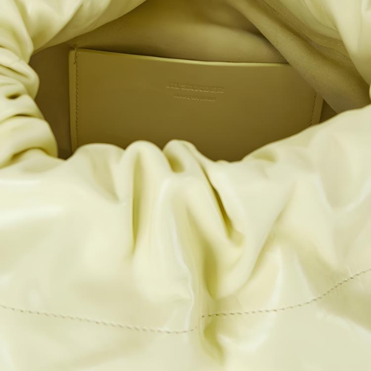 Jil Sander Solid Color Pleated Design Calfskin Tote Bag Medium Women handbags Yellow J07WD0070P5634742