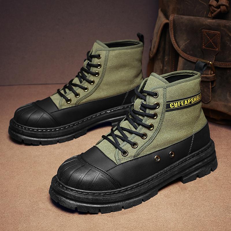 Martin Stiefel Herren Erhöhung Schale Kopf Tasche Kopf Retro Lokomotivstiefel große gelbe Stiefel neue große Kopfschuhe