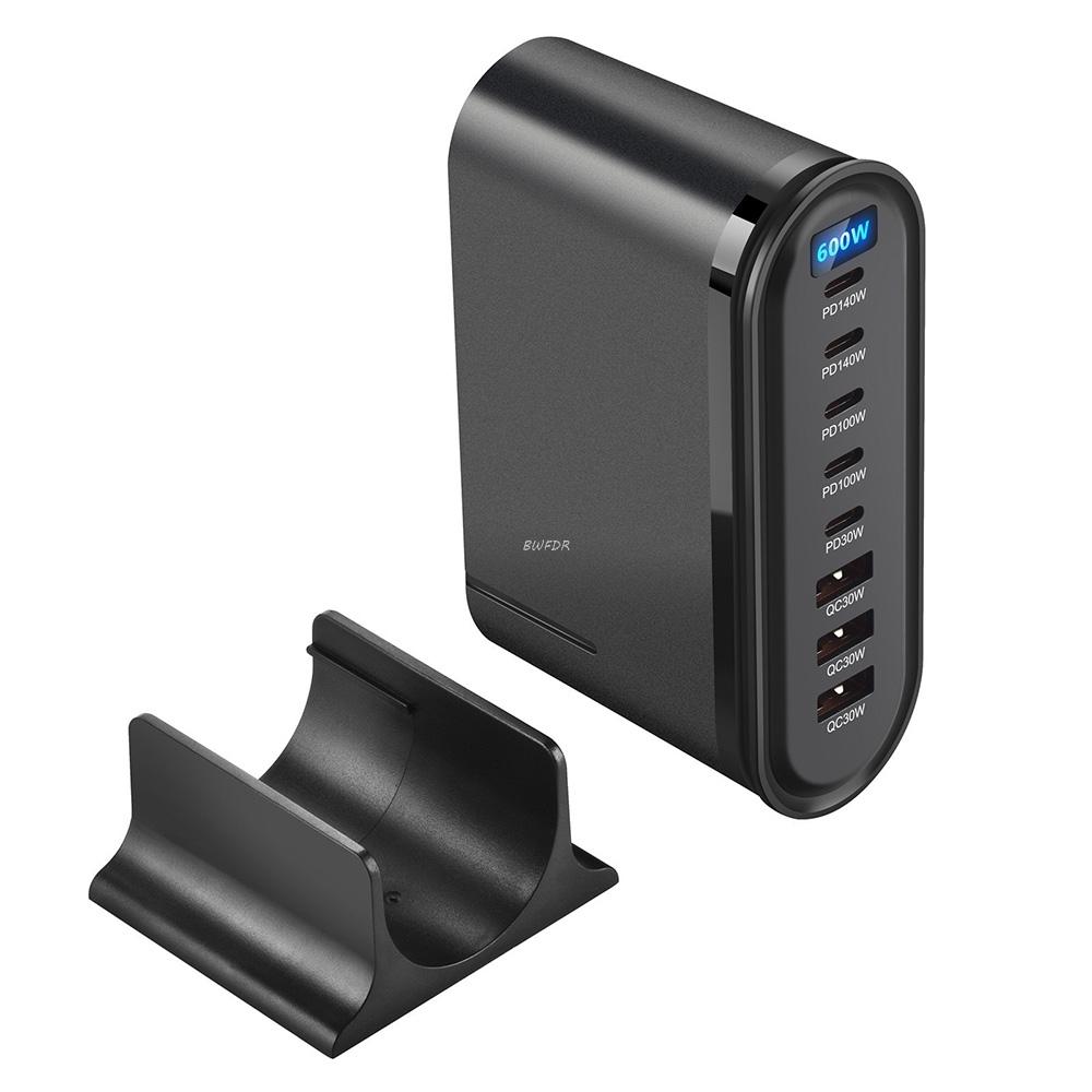 NEW 600W GaN Desktop Fast Charger LED Display 8 Ports PD Type C USB Fast Charging Station Adapter For iPhone/Samsung/Xiaomi/iPad