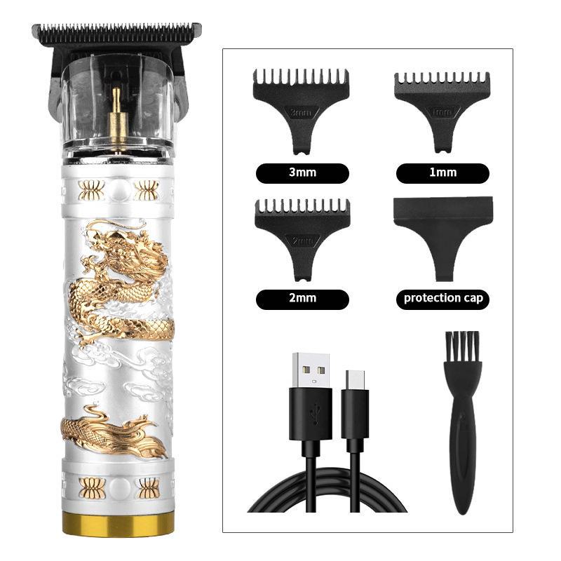 Retro Style USB Rechargeable Electric Hair Clipper & Razor with Carved Design