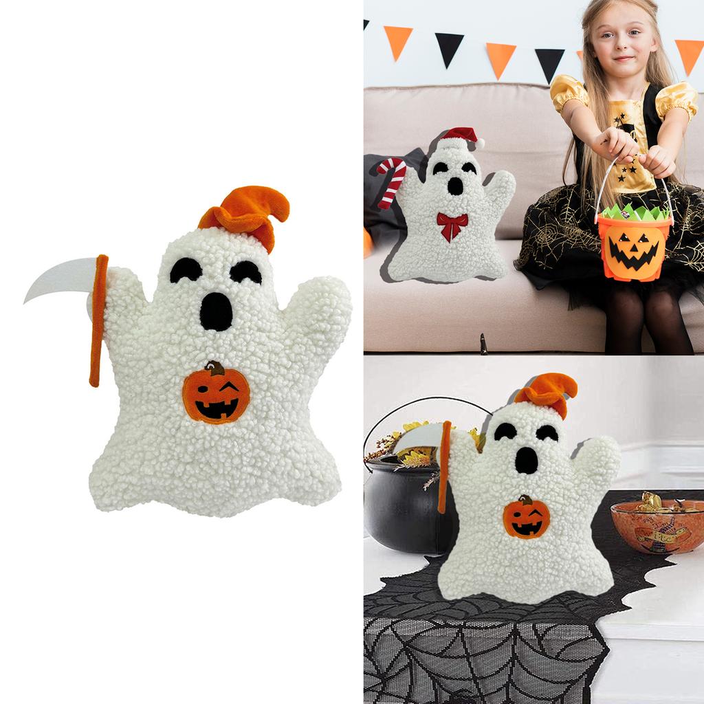Spooky Ghost Plush Toy Pumpkin Pillow Cushion for Children's Halloween Decoration and Birthday Christmas Gift