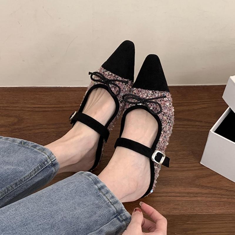 Fashion Bailamos Spring New Brand Women Flats Fashion Square Low Heel Ladies Elegant Baot Shoes Round Toe Dress Single Shoes