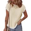 Women Crew Neck Contrast Trim Ribbed T Shirt Short Sleeve Pocket Casual Top